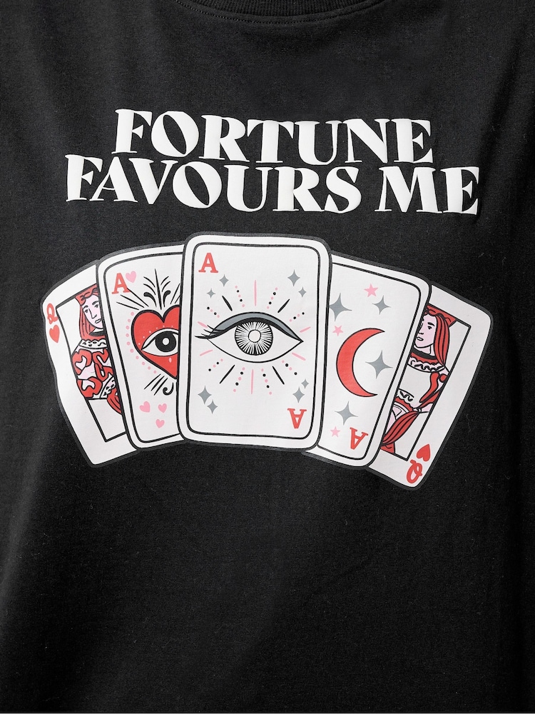 Yours Curve Black Limited Fortune Card T-Shirt - Image 5 of 5
