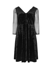 Yours Curve Black London Mesh Sleeve Velvet Dress - Image 5 of 5