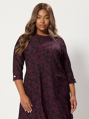Yours Curve Black Ponte Ribbed Dress - Image 1 of 5