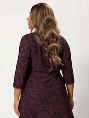 Yours Curve Black Ponte Ribbed Dress - Image 2 of 5