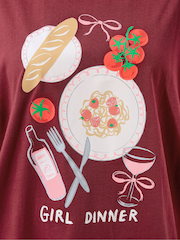 Yours Curve Limited Girl Dinner T-Shirt - Imagem 4 de 5