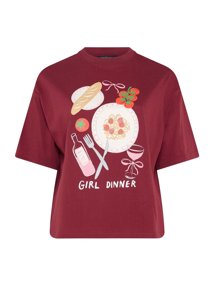 Yours Curve Limited Girl Dinner T-Shirt - Imagem 5 de 5