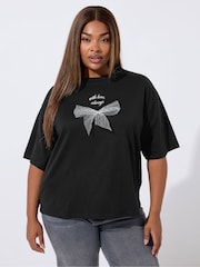 Yours Curve Limited Organza Bow T-Shirt - Imagem 1 de 5