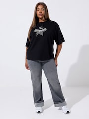 Yours Curve Limited Organza Bow T-Shirt - Imagem 2 de 5