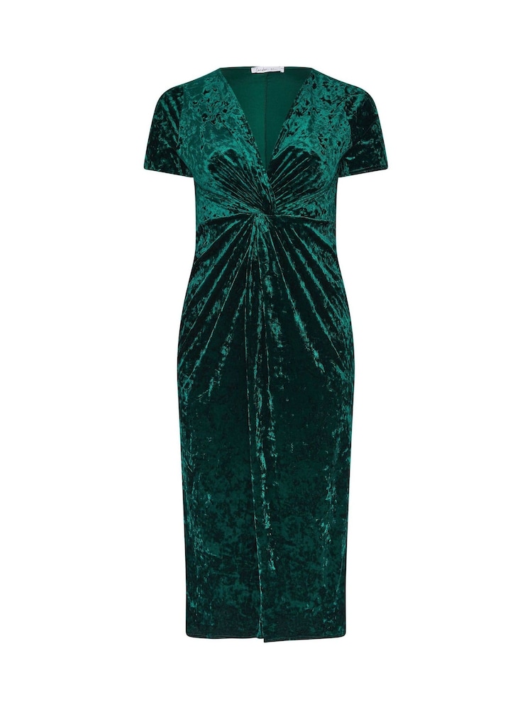 Yours Curve Green London Velvet Knot Dress - Image 5 of 5 Yours Curve Green London Velvet Knot Dress - Image 5 of 5