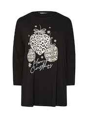 Yours Curve Matte Black Long Sleeve Novelty T-Shirt - Image 5 of 5