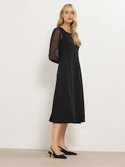 Long Tall Sally Black Mesh Sleeve Corset Midi Dress - Image 2 of 5