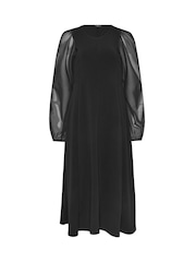 Long Tall Sally Black Mesh Sleeve Corset Midi Dress - Image 5 of 5