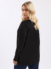 Yours Curve Black Long Sleeve Novelty T-Shirt - Image 3 of 5