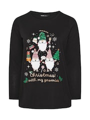 Yours Curve Black Long Sleeve Novelty T-Shirt - Image 5 of 5