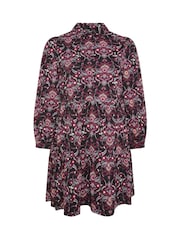 Yours Curve Matte Black Tiered Crepe Shirt Dress - Image 5 of 5
