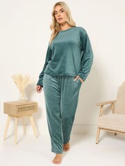 Yours Curve Green Super Luxe Pyjamas Set - Image 1 of 6