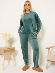 Yours Curve Green Super Luxe Pyjamas Set - Image 2 of 6