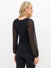 Long Tall Sally Black Mesh Sleeve Corset Top - Image 3 of 5