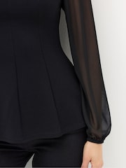 Long Tall Sally Black Mesh Sleeve Corset Top - Image 4 of 5