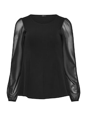 Long Tall Sally Black Mesh Sleeve Corset Top - Image 5 of 5