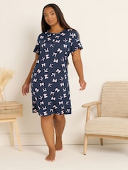 Yours Curve Blue Soft Touch Placket Nightdress - Image 1 of 3