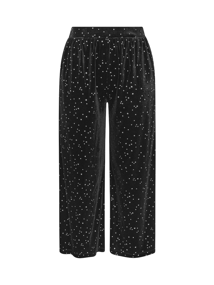 črna - Yours Curve Velour Wide Leg Party Trousers - Slika 5 iz 5