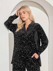 Coal Black - Yours Curve Velour Party Shirt - Slika 1 iz 5