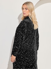 Coal Black - Yours Curve Velour Party Shirt - Slika 2 iz 5