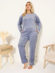 Yours Curve Blue Super Luxe Pyjamas Set - Image 1 of 6