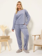 Yours Curve Blue Super Luxe Pyjamas Set - Image 2 of 6