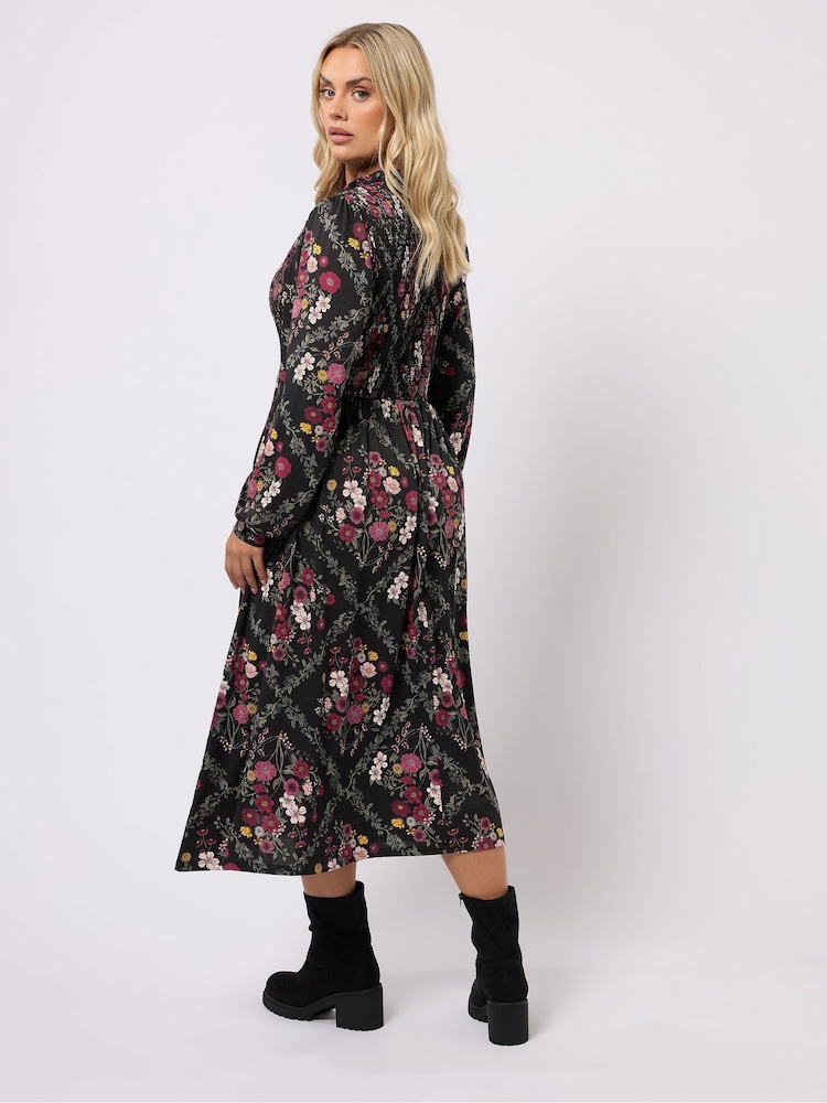 Yours Curve Black Shirred Shirt Dress - Image 2 of 9