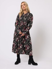 Yours Curve Black Shirred Shirt Dress - Image 3 of 9