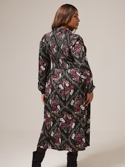 Yours Curve Black Shirred Shirt Dress - Image 5 of 9