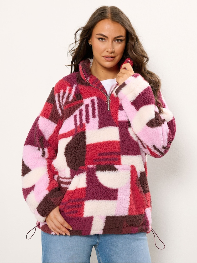 Yours Curve Red Sherpa Borg Fleece - Image 1 of 5