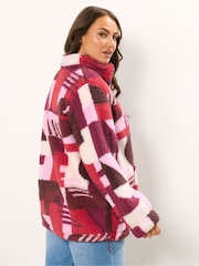 Yours Curve Red Sherpa Borg Fleece - Image 3 of 5
