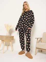 Yours Curve Black Soft Touch Long Sleeve Pyjamas Set - Image 1 of 4