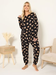 Yours Curve Black Soft Touch Long Sleeve Pyjamas Set - Image 2 of 4