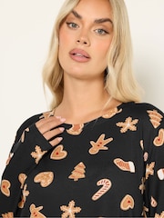 Yours Curve Black Soft Touch Long Sleeve Pyjamas Set - Image 5 of 6