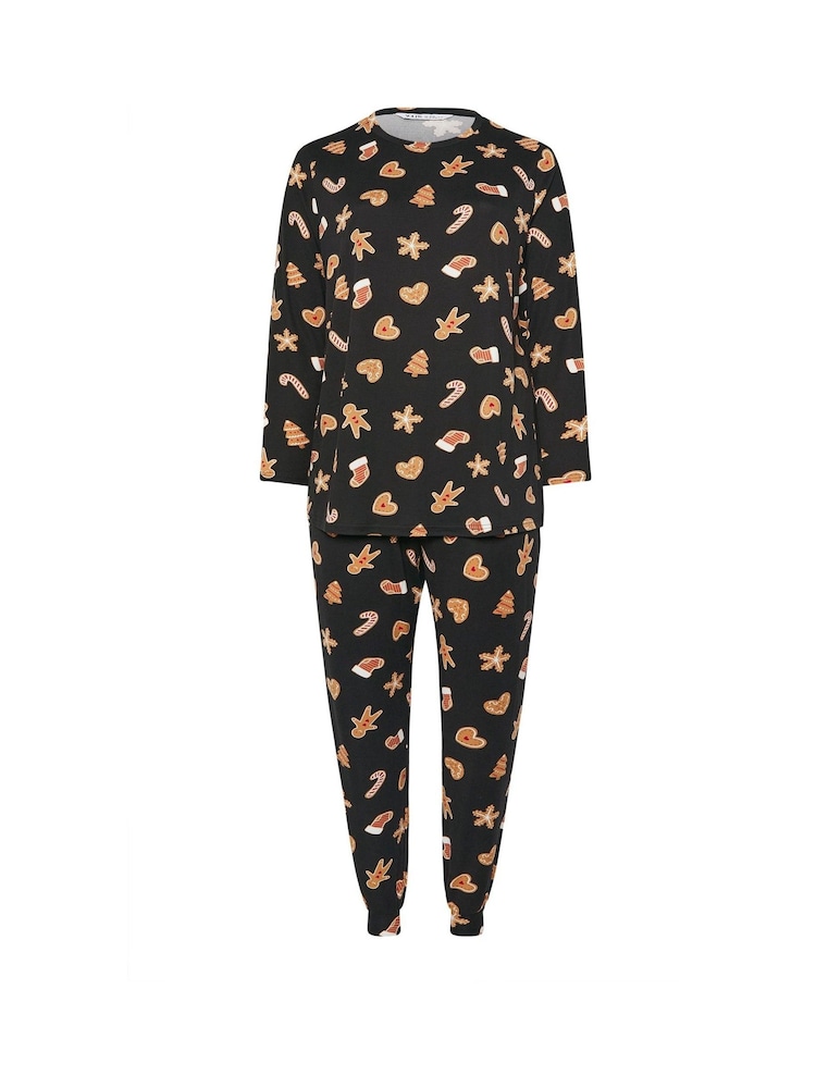 Yours Curve Black Soft Touch Long Sleeve Pyjamas Set - Image 6 of 6