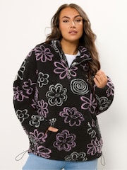 Yours Curve Black Sherpa Borg Fleece - Image 1 of 5