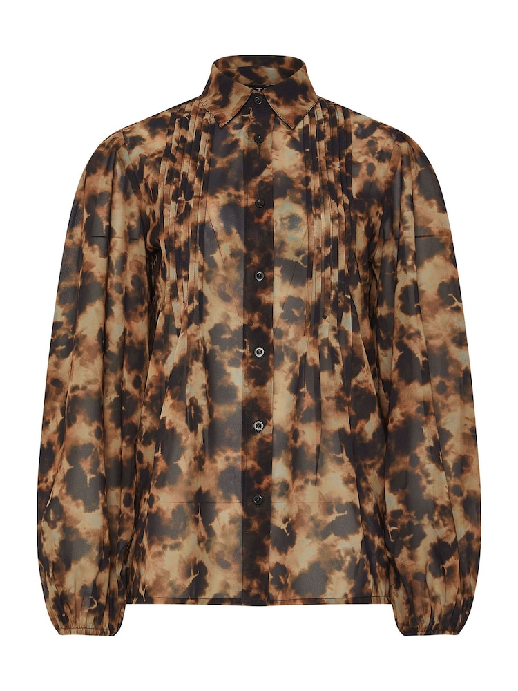 Long Tall Sally Natural Tortoise Shell Pintuck Blouse - Image 5 of 5 Long Tall Sally Natural Tortoise Shell Pintuck Blouse - Image 5 of 5