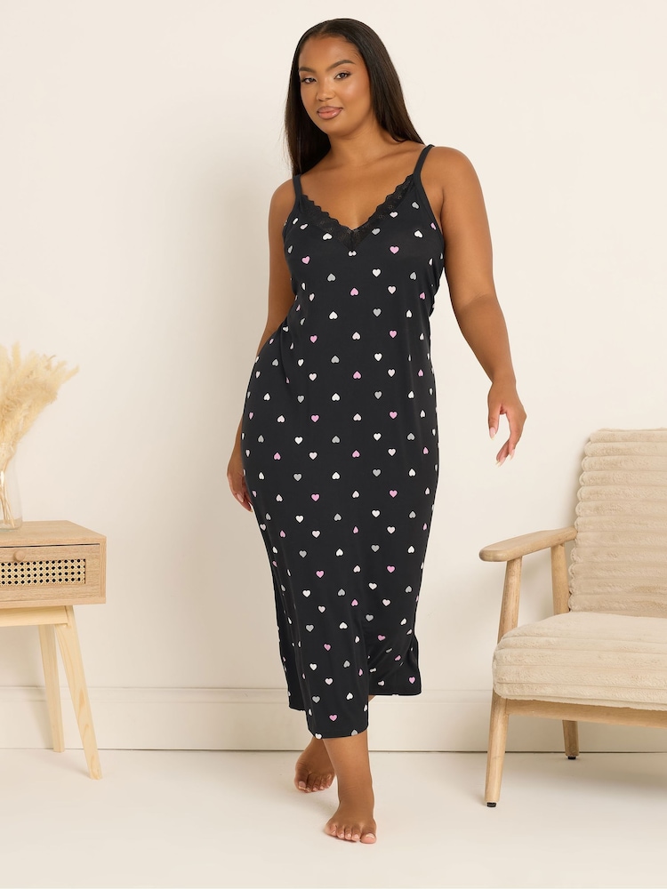 Yours Curve Black Soft Touch Midaxi Chemise - Image 1 of 5
