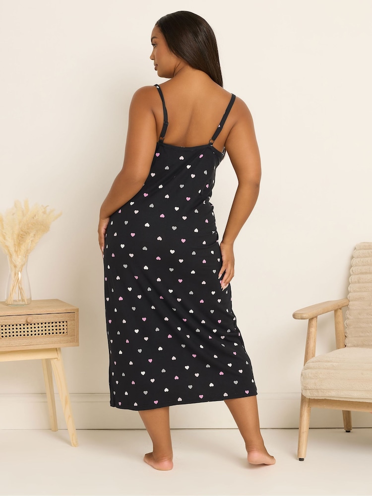 Yours Curve Black Soft Touch Midaxi Chemise - Image 2 of 5