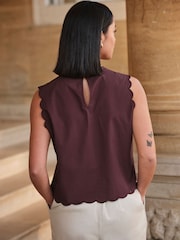 FatFace Meg Chocolate Brown Cutwork Shell Top - Image 4 of 6
