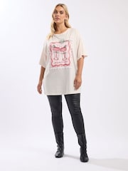 Yours Curve Pink Short Sleeve Novelty Relaxed T-Shirt - Image 2 of 5