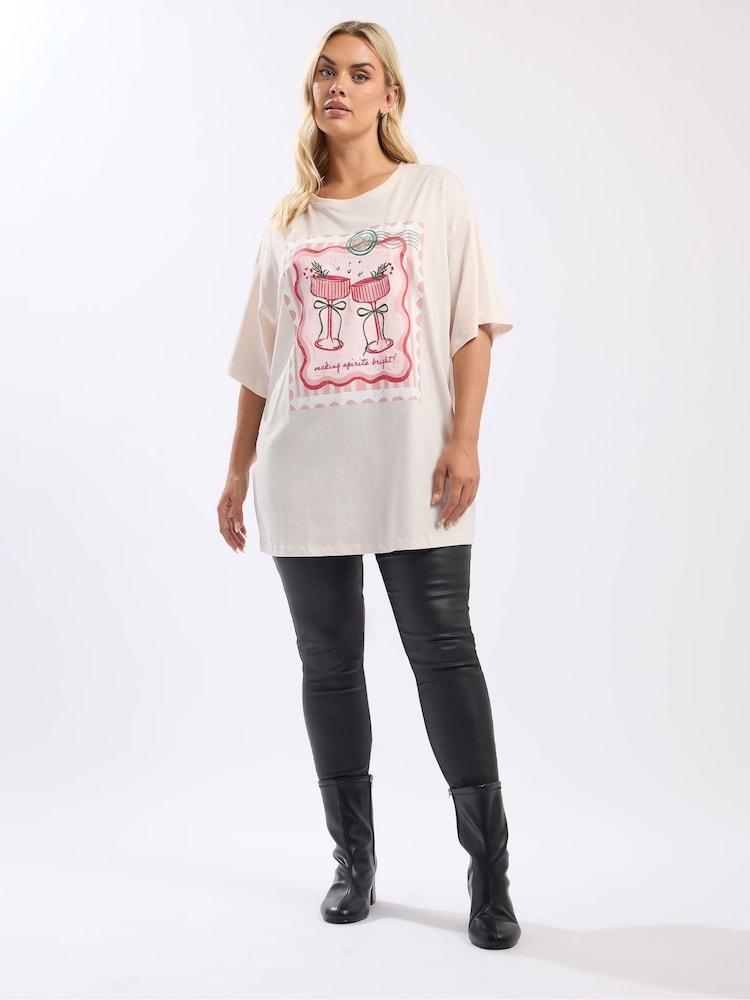 Yours Curve Pink Short Sleeve Novelty Relaxed T-Shirt - Image 2 of 5