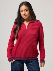 PixieGirl Petite Stripe Collar Quarter Zip Jumper - Bild 1 von 5