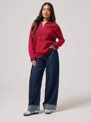PixieGirl Petite Stripe Collar Quarter Zip Jumper - Bild 2 von 5