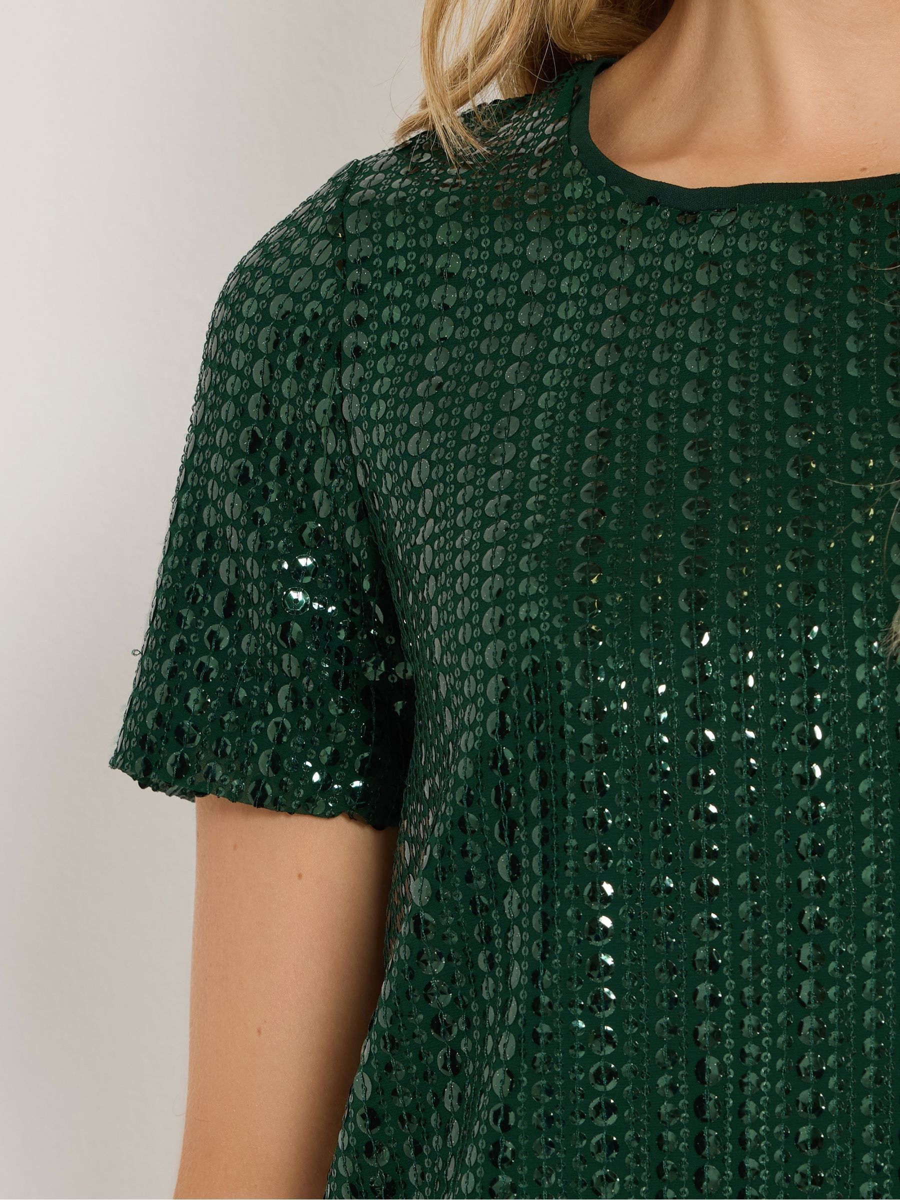 Buy Long Tall Sally Green Short Sleeve Sequin Top from the Next UK