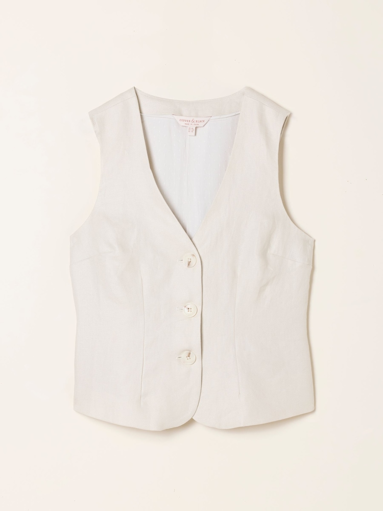 FatFace Kiley Ivory Petite Linen Waistcoat - Image 6 of 6