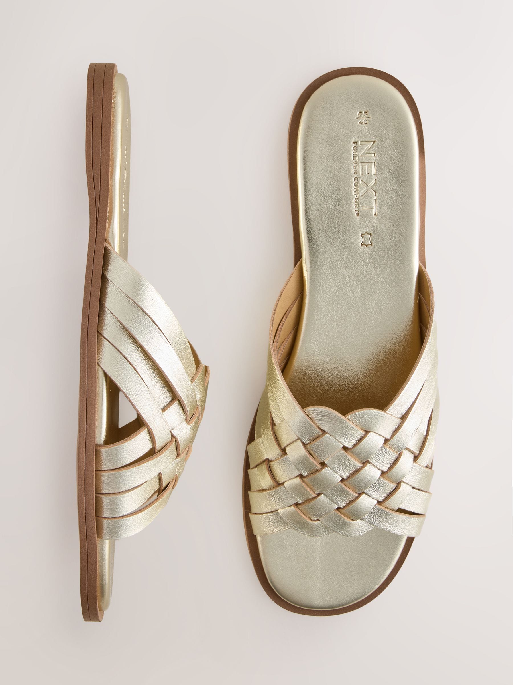 Buy Gold Standard/Wide Fit Forever Comfort® Weave Mule Sandals