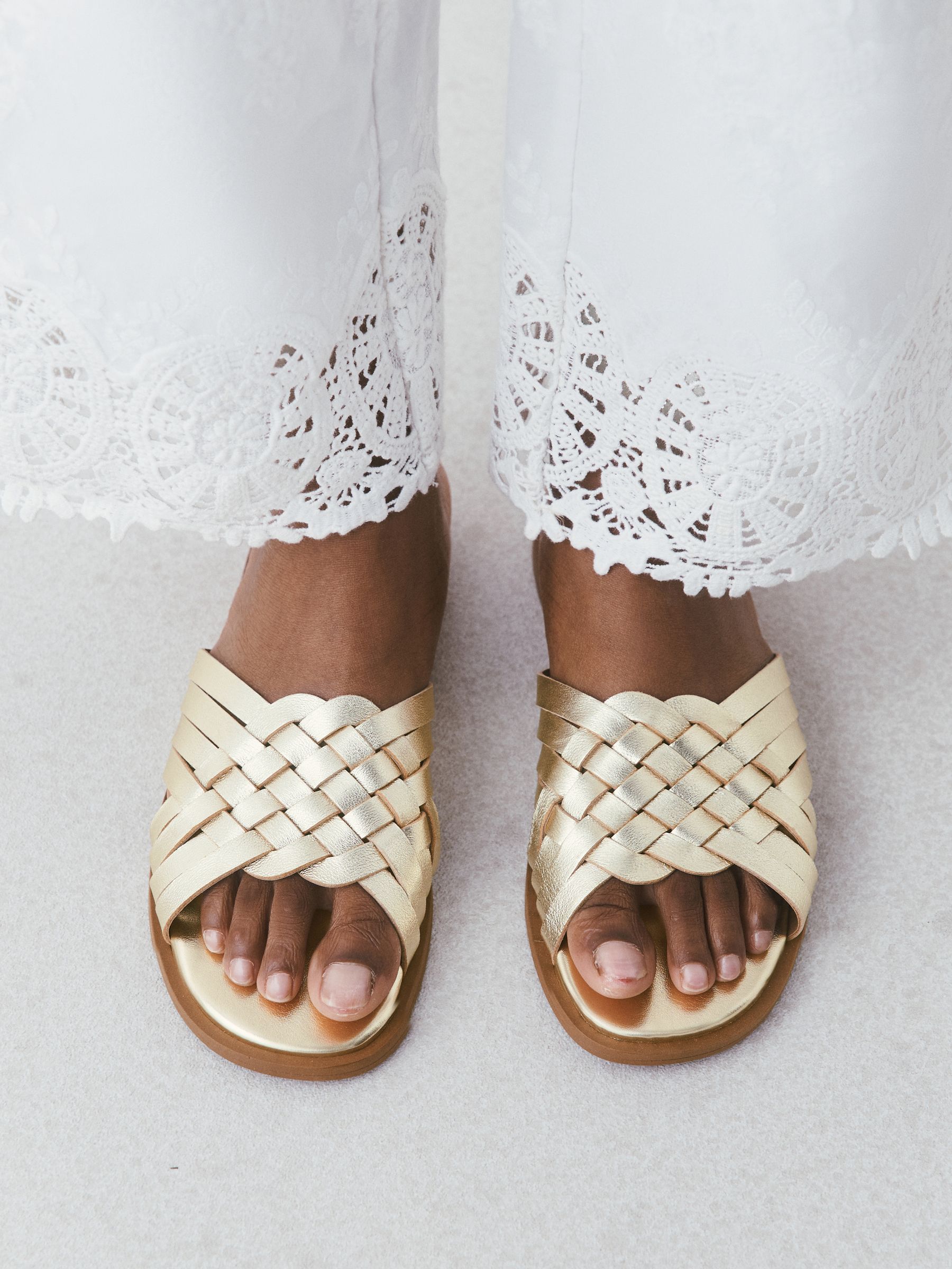 Buy Gold Standard/Wide Fit Forever Comfort® Weave Mule Sandals