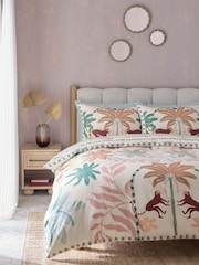 Multi Monkey Palm Trees Cotton Reversible Duvet Cover and Pillowcase Set - Image 1 of 4