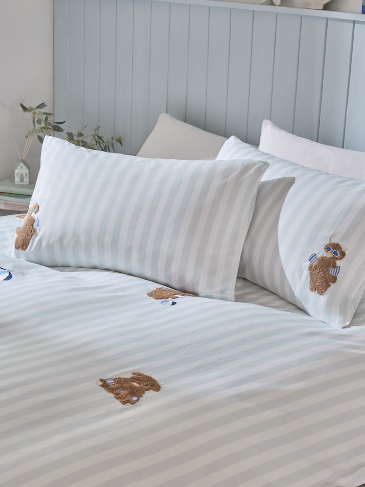 Blue Cotton Tufted Hamish at the Beach Duvet Cover and Pillowcase Set - Image 2 of 4 Blue Cotton Tufted Hamish at the Beach Duvet Cover and Pillowcase Set - Image 2 of 4